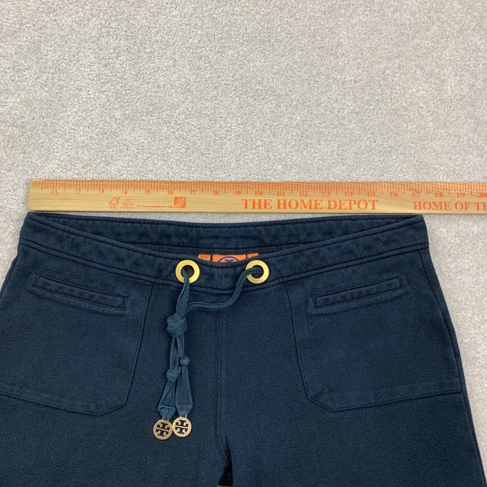 Tory Burch Black Wide-Leg Track Pants with Gold Accent - Picture 13 of 16